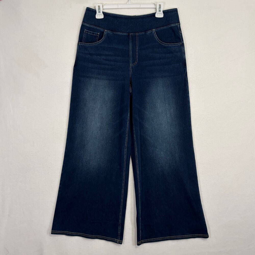 Halara Wide Leg Jeans Womens Large Petite Pull On Comfort Pockets Stretchy